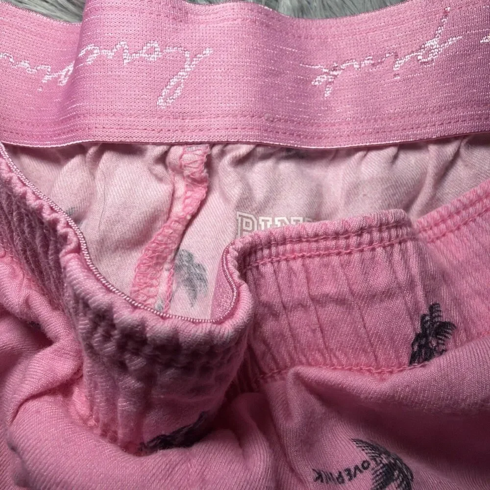 Victoria's Secret‎ PINK Logo Cotton Elastic Waist PJ Short Sleepwear Pink XS